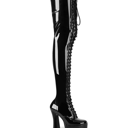 Pleaser ELECTRA-3023 ELE3023/B Stivali Sopra il Ginocchio  Tacco 12 Plateau 3.8  Nero ELE3023/B