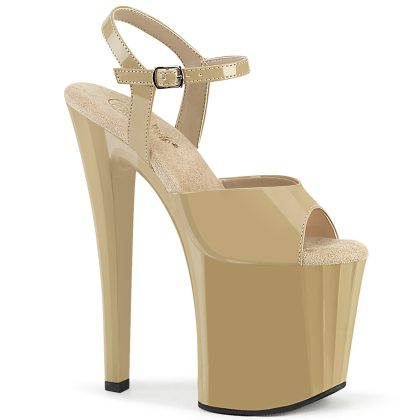 Pleaser ENCHANT-709 ENC709/CR/M Sandali con Cinturino  Tacco Altissimo 19 Plateau 9.5 Beige ENC709/CR/M