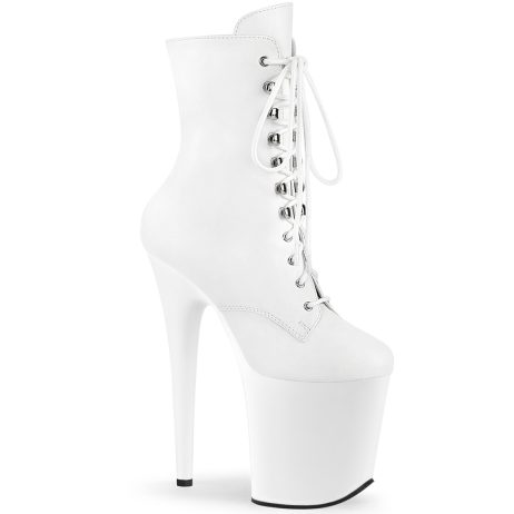 Pleaser FLAMINGO-1020 FLAM1020/WPU/M Tronchetti  Tacco Altissimo 20 Plateau 10.0 Bianco FLAM1020/WPU/M