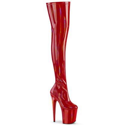 Pleaser FLAMINGO-3000HWR FLAM3000HWR/RHG/M Stivali Sopra il Ginocchio  Tacco Altissimo 20 Plateau 10.0 Rosso Ologramma FLAM3000HWR/RHG/M