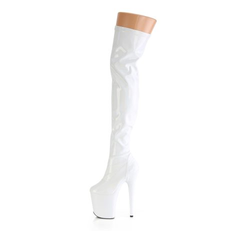 Pleaser FLAMINGO-3000HWR FLAM3000HWR/WHG/M Stivali Sopra il Ginocchio  Tacco Altissimo 20 Plateau 10.0 Bianco Ologramma FLAM3000HWR/WHG/M