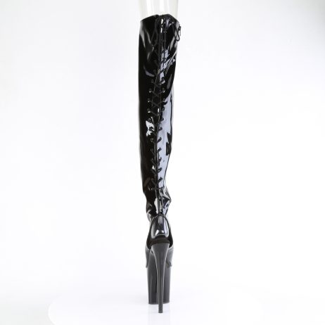 Pleaser FLAMINGO-3017 FLAM3017/B/M Stivali Sopra il Ginocchio  Tacco Altissimo 20 Plateau 10.0 Nero FLAM3017/B/M