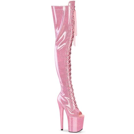 Pleaser FLAMINGO-3021GP FLAM3021GP/BPG/M Stivali Sopra il Ginocchio  Tacco Altissimo 20 Plateau 10.0 Rosa Glitter FLAM3021GP/BPG/M