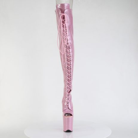 Pleaser FLAMINGO-3021GP FLAM3021GP/BPG/M Stivali Sopra il Ginocchio  Tacco Altissimo 20 Plateau 10.0 Rosa Glitter FLAM3021GP/BPG/M