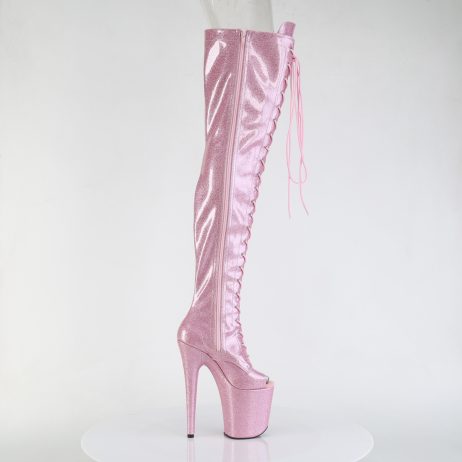 Pleaser FLAMINGO-3021GP FLAM3021GP/BPG/M Stivali Sopra il Ginocchio  Tacco Altissimo 20 Plateau 10.0 Rosa Glitter FLAM3021GP/BPG/M