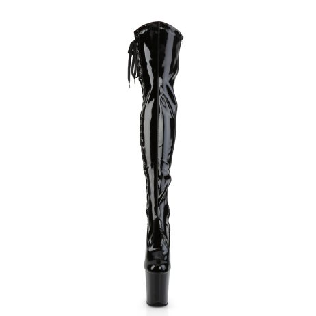 Pleaser FLAMINGO-3050 FLAM3050/B/M Stivali Sopra il Ginocchio  Tacco Altissimo 20 Plateau 10.2 Nero FLAM3050/B/M