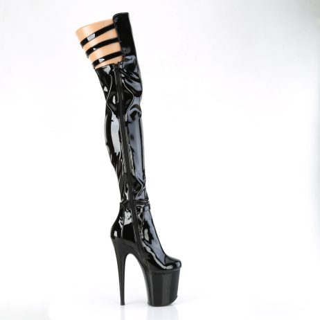 Pleaser FLAMINGO-3055 FLAM3055/B/M Stivali Sopra il Ginocchio  Tacco Altissimo 20 Plateau 10.0  Nero FLAM3055/B/M