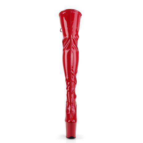 Pleaser FLAMINGO-3063 FLAM3063/R/M Stivali Sopra il Ginocchio  Tacco Altissimo 20 Plateau 10.2 Rosso FLAM3063/R/M