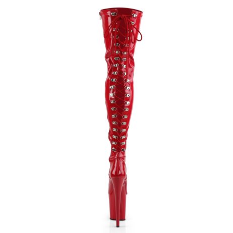 Pleaser FLAMINGO-3063 FLAM3063/R/M Stivali Sopra il Ginocchio  Tacco Altissimo 20 Plateau 10.2 Rosso FLAM3063/R/M