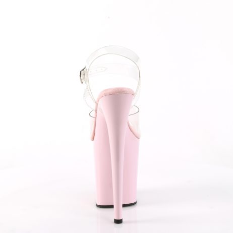 Pleaser FLAMINGO-808 FLAM808/C/BP Sandali con Cinturino  Tacco Altissimo 20 Plateau 10.0 Trasparente FLAM808/C/BP