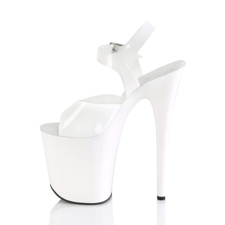 Pleaser FLAMINGO-808N FLAM808N/WTPU/M Sandali con Cinturino  Tacco Altissimo 20 Plateau 10.2 Bianco FLAM808N/WTPU/M