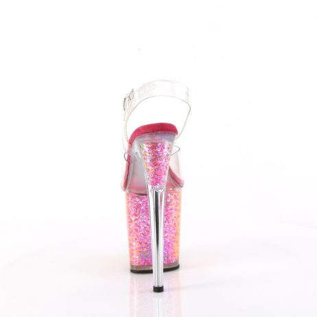 Pleaser FLAMINGO-808RG-02 FLAM808RG-02/C/RBOWG Sandali con Cinturino  Tacco Altissimo 20 Plateau 10.0 Trasparente FLAM808RG-02/C/RBOWG