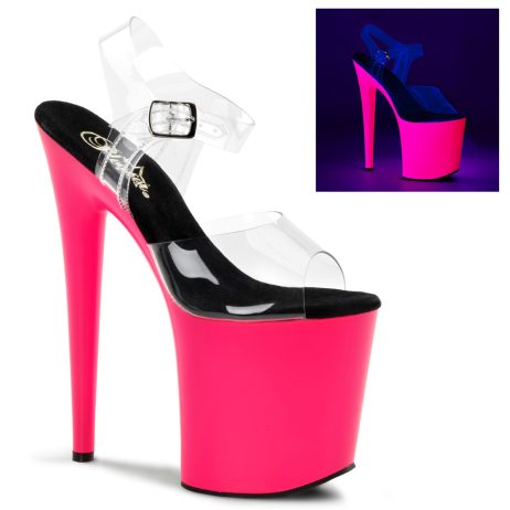 Pleaser FLAMINGO-808UV FLAM808UV/C/NP Sandali con Cinturino  Tacco Altissimo 20 Plateau 10.2 Trasparente FLAM808UV/C/NP