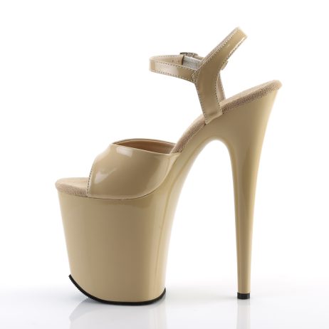 Pleaser FLAMINGO-809 FLAM809/CR/M Sandali con Cinturino  Tacco Altissimo 20 Plateau 10.2 Beige FLAM809/CR/M