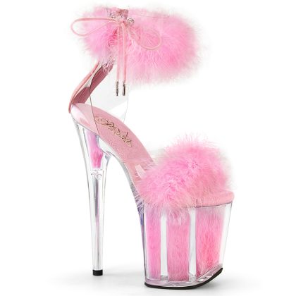 Pleaser FLAMINGO-824F FLAM824F/C-BPFUR/M Sandali Donna  Tacco Altissimo 20 Plateau 10.0 Trasparente FLAM824F/C-BPFUR/M