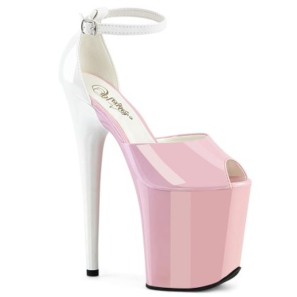 Pleaser FLAMINGO-868 FLAM868/BP-W/M Sandali con Cinturino  Tacco Altissimo 20 Plateau 10.0 Bianco FLAM868/BP-W/M