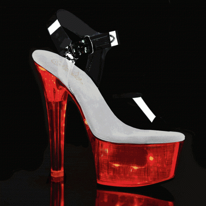 Pleaser FLASHDANCE-608CH FDANCE608CH/C/SHG Sandali con Cinturino  Tacco Altissimo 15 Plateau 5.7 Argento FDANCE608CH/C/SHG