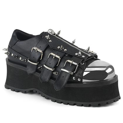 DemoniaCult GRAVEDIGGER-03 GRAD03/BVL Scarpe con Plateau Unisex Uomo Donna   Plateau 7.0 Nero GRAD03/BVL