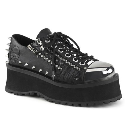 DemoniaCult GRAVEDIGGER-04 GRAD04/BVL Scarpe con Plateau Unisex Uomo Donna   Plateau 7.0 Nero GRAD04/BVL