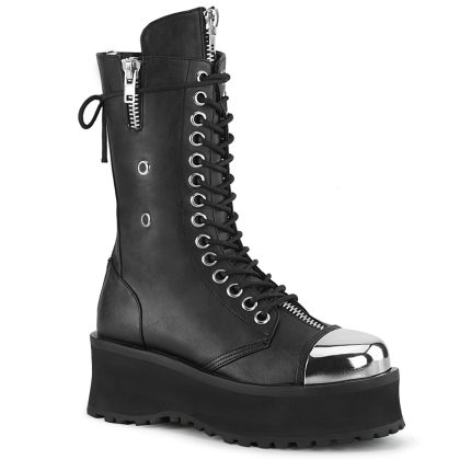 DemoniaCult GRAVEDIGGER-14 GRAD14/BVL Scarpe con Plateau Unisex Uomo Donna   Plateau 7.0 Nero GRAD14/BVL