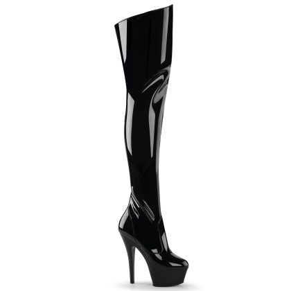 Pleaser KISS-3010 KISS3010/B/M Stivali Sopra il Ginocchio  Tacco Altissimo 15 Plateau 4.5 Nero KISS3010/B/M