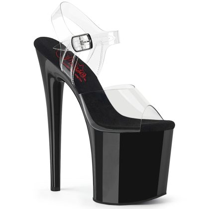 Pleaser NAUGHTY-808 NAU808/C/B Sandali con Cinturino  Tacco Altissimo 20 Plateau 10.0 Nero NAU808/C/B