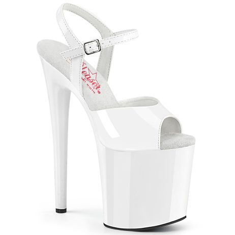 Pleaser NAUGHTY-809 NAU809/W/M Sandali con Cinturino  Tacco Altissimo 20 Plateau 10.0 Bianco NAU809/W/M