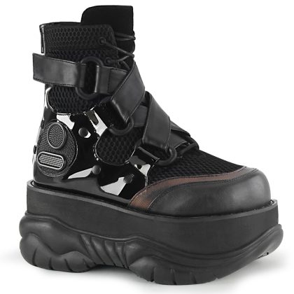 DemoniaCult NEPTUNE-126 NEP126/BVL-FN-PT Scarpe con Plateau Unisex Uomo Donna   Plateau 7.6 Nero NEP126/BVL-FN-PT