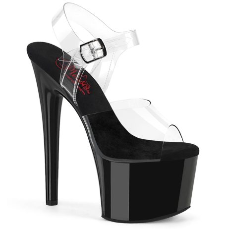 Pleaser PASSION-708 PASN708/C/B Sandali con Cinturino  Tacco Altissimo 17 Plateau 7.0 Nero PASN708/C/B