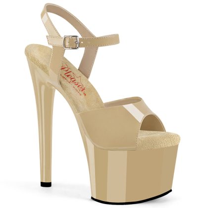 Pleaser PASSION-709 PASN709/CR/M Sandali con Cinturino  Tacco Altissimo 17 Plateau 7.0 Beige PASN709/CR/M