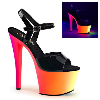 Pleaser RAINBOW-309UV RBOW309UV/B/NMC Sandali con Cinturino  Tacco Altissimo 17 Plateau 7.0 Nero RBOW309UV/B/NMC