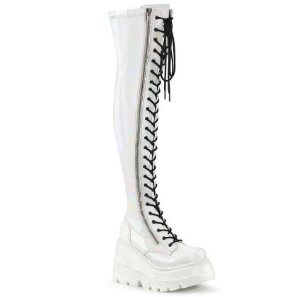 DemoniaCult SHAKER-374 SHA374/WHGPT Stivali Donna   Plateau 11.4 Bianco SHA374/WHGPT