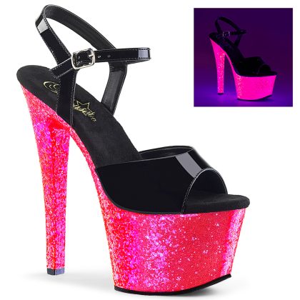 Pleaser SKY-309UVLG SKY309UVLG/B/NHPG Sandali con Cinturino  Tacco Altissimo 17 Plateau 7.0 Rosa Glitter SKY309UVLG/B/NHPG