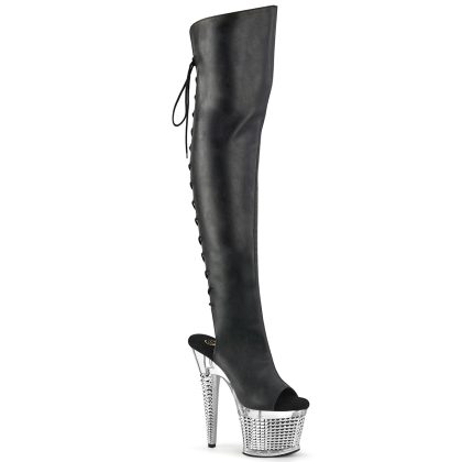 Pleaser SPECTATOR-3019 SPEC3019/BPU/C-SCH Stivali Donna  Tacco Altissimo 17 Plateau 7.6 Nero SPEC3019/BPU/C-SCH