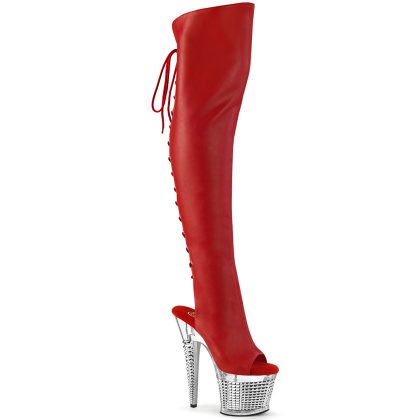 Pleaser SPECTATOR-3019 SPEC3019/RPU/C-SCH Stivali Donna  Tacco Altissimo 17 Plateau 7.6 Argento SPEC3019/RPU/C-SCH