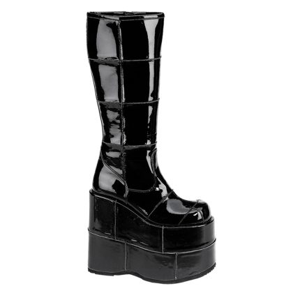 DemoniaCult STACK-301 STA301/B Scarpe con Plateau Unisex Uomo Donna   Plateau 17.8 Nero STA301/B