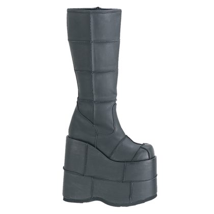 DemoniaCult STACK-301 STA301/B/PU Scarpe con Plateau Unisex Uomo Donna   Plateau 17.8 Nero STA301/B/PU