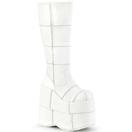 DemoniaCult STACK-301 STA301/WVL Scarpe con Plateau Unisex Uomo Donna   Plateau 17.8 Bianco STA301/WVL