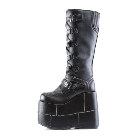 DemoniaCult STACK-308 STA308/B/PU Scarpe con Plateau Unisex Uomo Donna   Plateau 17.8 Nero STA308/B/PU