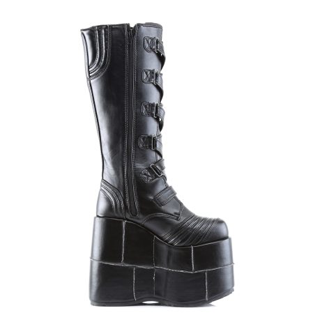 DemoniaCult STACK-308 STA308/B/PU Scarpe con Plateau Unisex Uomo Donna   Plateau 17.8 Nero STA308/B/PU