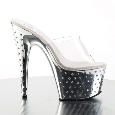 Pleaser STARDUST-701 STDUS701/C/SCH Sabot Donna  Tacco Altissimo 17 Plateau 7.0 Argento STDUS701/C/SCH