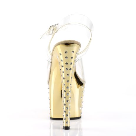 Pleaser STARDUST-708 STDUS708/C/GCH Sandali con Cinturino  Tacco Altissimo 17 Plateau 7.0 Oro STDUS708/C/GCH