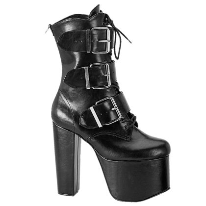 DemoniaCult TORMENT-703 TOR703/B/PU Tronchetti Donna  Tacco 14 Plateau 7.6 Nero TOR703/B/PU