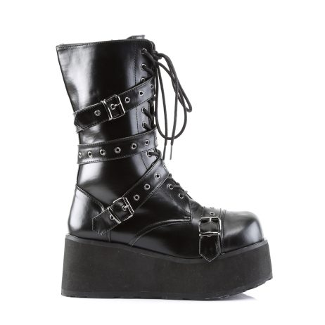 DemoniaCult TRASHVILLE-205 TRA205/B/PU Scarpe con Plateau Unisex Uomo Donna   Plateau 8.3 Nero TRA205/B/PU