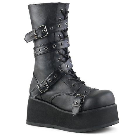 DemoniaCult TRASHVILLE-205 TRA205/B/PU Scarpe con Plateau Unisex Uomo Donna   Plateau 8.3 Nero TRA205/B/PU