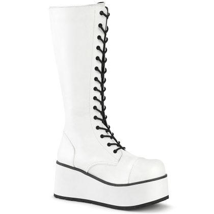 DemoniaCult TRASHVILLE-502 TRA502/WVL Scarpe con Plateau Unisex Uomo Donna   Plateau 8.3 Bianco TRA502/WVL