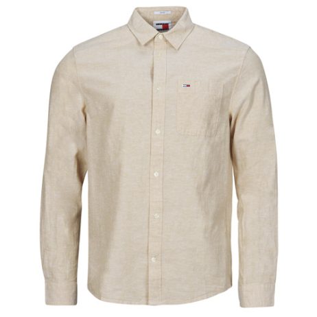 Camicia a maniche lunghe uomo Tommy Jeans  TJM REG LINEN BLEND SHIRT  Beige Tommy Jeans 8720646722532