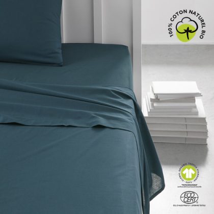 Lenzuolo    Drap Plat 240/300 Coton TODAY Organic Paon  Blu