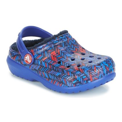 Scarpe bambini ragazza Crocs  CLASSIC LINED GRAPHIC CLOG K  Blu Crocs 191448197336