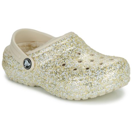 Scarpe bambini ragazza Crocs  Classic Lined Glitter Clog K  Beige Crocs 196265424627